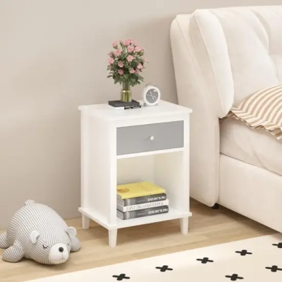 Hooseng Nightstand, Modern Night Stand with 1 Storage Drawers, End Table with Storage, Small Wooden Dresser Chest of Drawers Bedside Cabinet image {3}