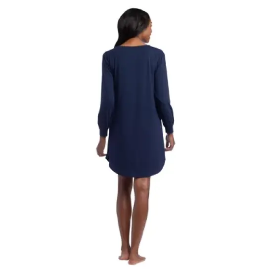 Softies Women's 36" Long Sleeve Henley Sleep Shirt image {2}