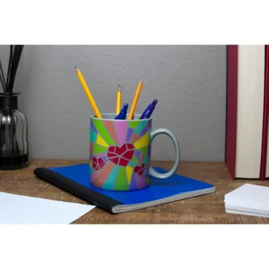 Toynk 2020 Sidewalk Chalk Inspired Mosaic Heart Ceramic Coffee Mug | Holds 16 Ounces image {4}