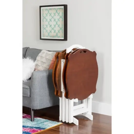 Austin Tray Table Set White/Hazelnut - Powell Company image {11}