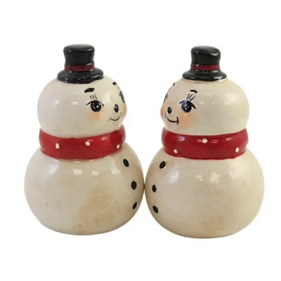 Transpac 3.75 In Nostalgic Snowman Winter Salt And Pepper Shaker , Christmas Johanna Parker (2PC) image {2}