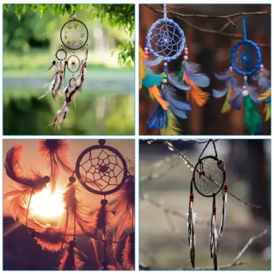 Unique Bargains Metal Macrame Wreath Floral Dream Catcher Rings 10 Pcs image {5}