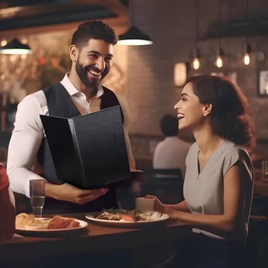 WeChef 5 Pack Menu Covers 8.5 x 14" 6 Views Faux Leather Cafe Restaurant Bars Black image {8}