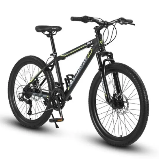 Aukfa 24-Inch  Mountain Bike for Boys & Girls, 21-Speed, Dual Disc Brakes, Front Suspension, Durable Steel Frame image {1}