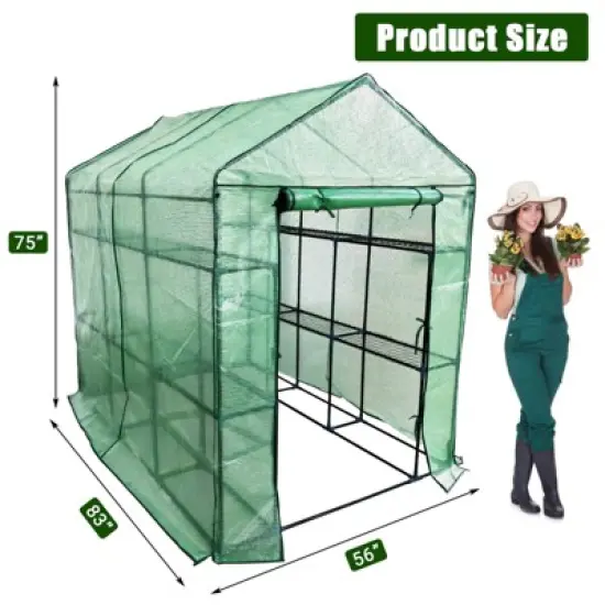 Greenhouse for Outdoors,Portable Indoor and Outdoor Green House w/ Roll-Up Zippered Door Anchors and Ropes,Plant Garden Hot House w/ 9 Shelves image {1}