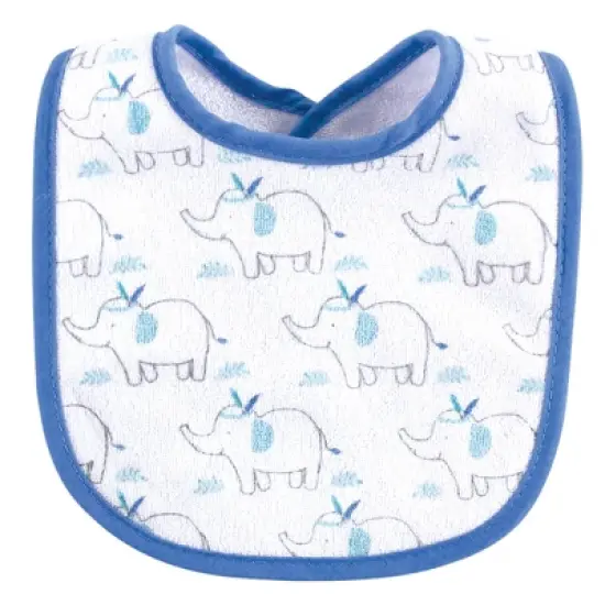 Luvable Friends Baby Boy Cotton Terry Bibs 10pk, Boy Elephant Stars, One Size image {4}