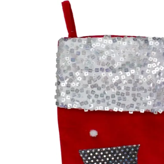 Northlight 20.5" Red and White Snowman Embroidered Christmas Stocking with Sequined Cuff image {3}