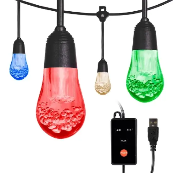 24ct Caf&eacute; Outdoor String Lights Integrated LED Bulb - Black Wire - Enbrighten image {7}