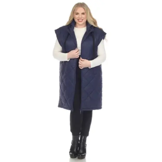 Plus Size Diamond Quilted Hooded Puffer Vest-White Mark image {6}