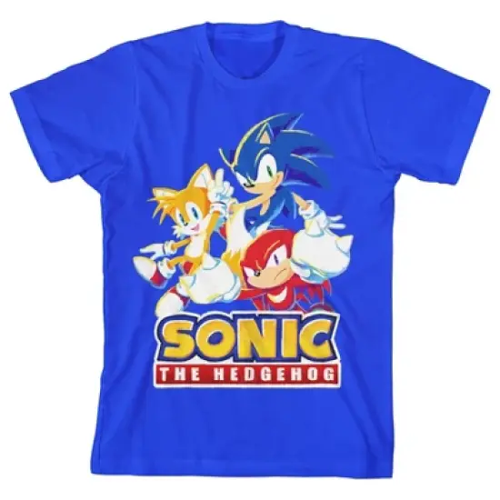 Sonic the Hedgehog Modern Characters With Logo Youth Boy's Royal Blue T-Shirt image {5}