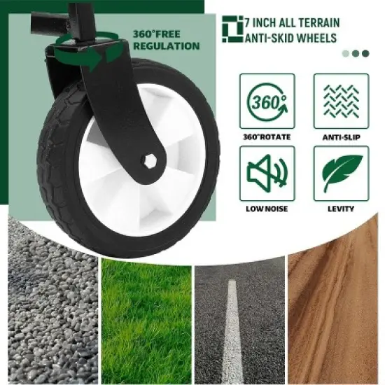 YONWAY Collapsible Foldable Beach Wagon Cart with Strapping System and 3pcs Plastic Liner Bag,Loading Capacity 360lbs for Camping Shopping image {5}