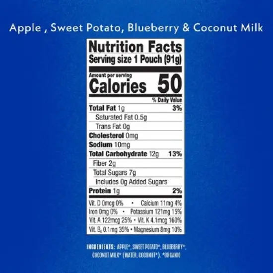 Once Upon a Farm Apple, Sweet Potato, Blueberry & Coconut Milk Organic Baby Food Pouch - 3.2oz image {3}