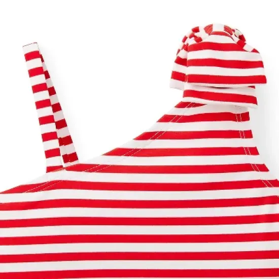 Hope & Henry Girls' Asymmetrical One-Piece Swimsuit, Kids image {1}