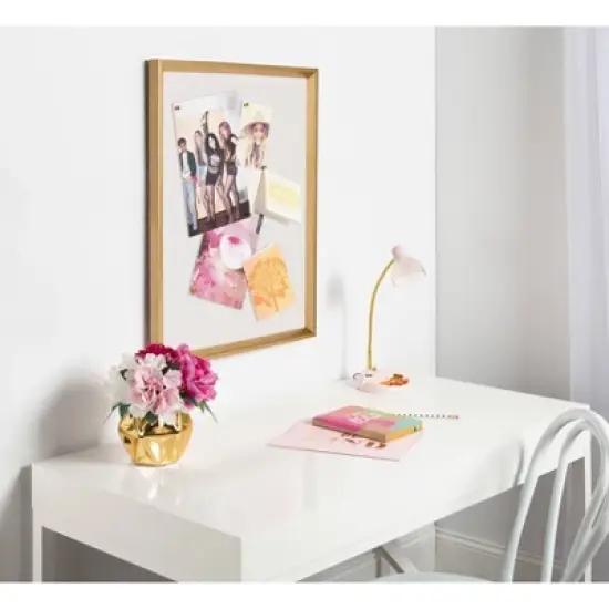 27.5" x 21.5" Calter Framed Linen Fabric Pinboard Gold - Kate and Laurel image {4}