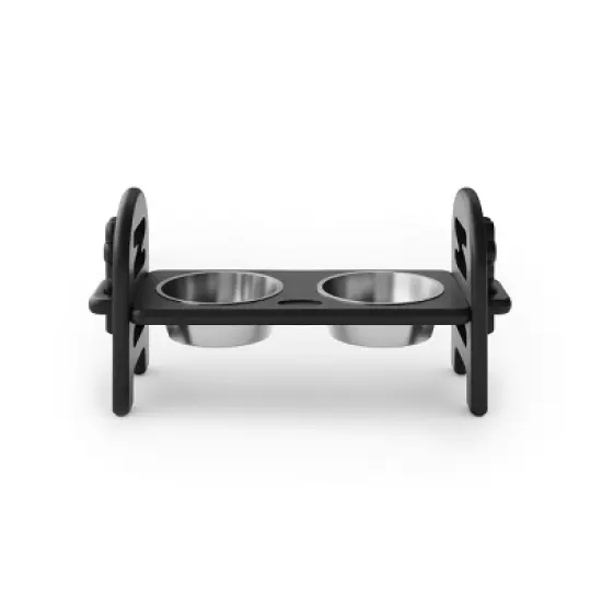 INFURNIC Pet Bowl Adjustable Travel Ready Recycled Durable Poly Lumber Easy to Pack Modern Design, Black, 19"*7"*9.5" image {2}