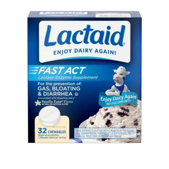 Lactaid Fast Act Lactose Relief Chewables - Vanilla - 32pk image {1}
