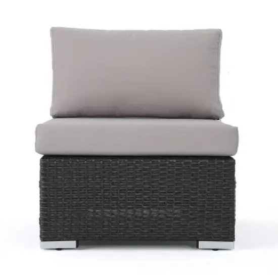 Christopher Knight Home 3pc Santa Rosa Wicker Outdoor Patio Sectional Sofa Gray/Light Gray image {17}