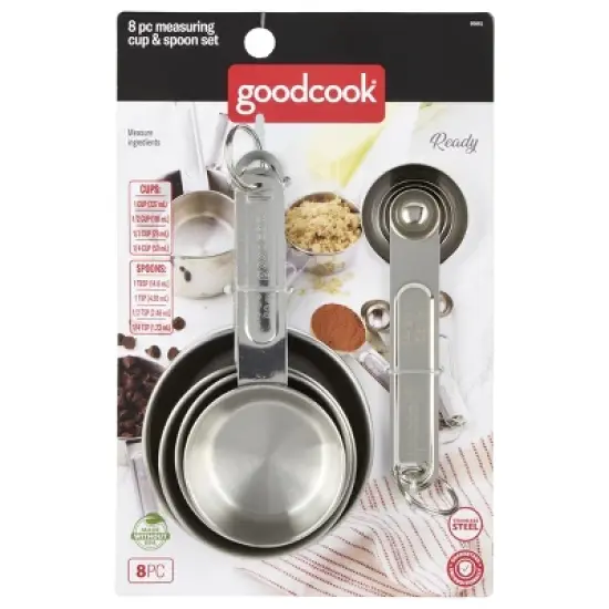 GoodCook 8pc Stainless Steel Measuring Cup and Spoon Set image {2}