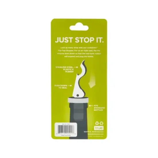True Flip Top Bottle Stopper with Airtight Seal, Wine Bottle Stopper Fits Standard Bottles, At Home Bar Accessories for Bars, Wine Stopper Set of 1 image {6}