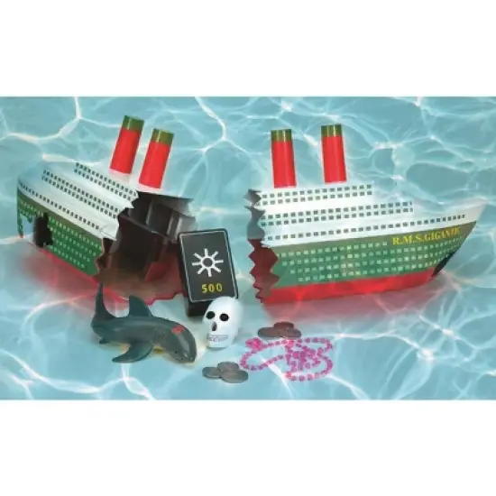 Swimline 18" Wreck with Sunken Treasure Swimming Pool Dive Game Set - Green/Red image {1}