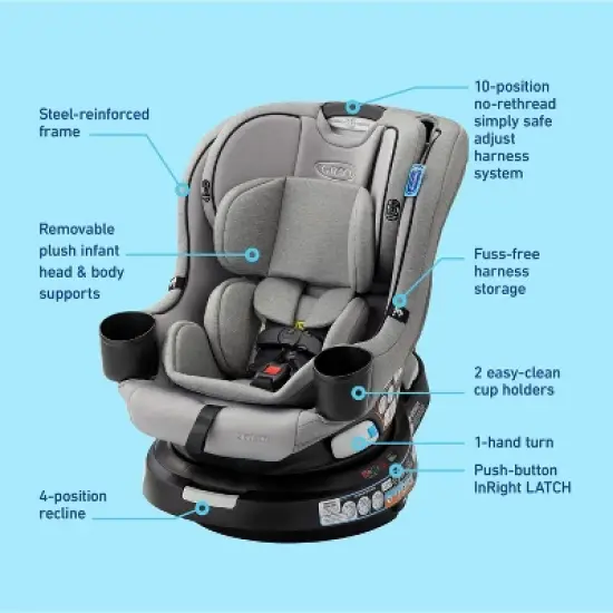 Graco EasyTurn 360 2-in-1 Rotating Convertible Turning Car Seat - Solae image {5}