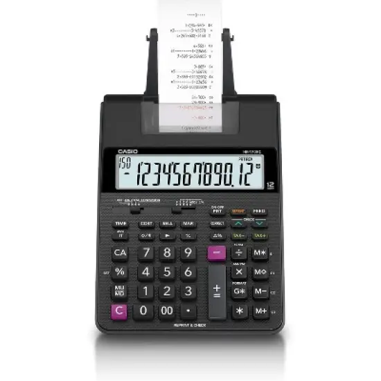 Casio HR-170RC Printing Calculator &ndash; 12-Digit, 2-Color Print for Accounting & Tax Work image {1}
