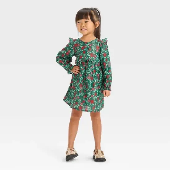 Toddler Girls' Floral Long Sleeve Dress - Cat & Jack&trade; Green image {3}