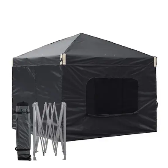 Aoodor 10' x 10' Pop Up Canopy Tent with Removable Mesh Window Sidewalls, Portable Instant Shade Canopy with Roller Bag image {7}