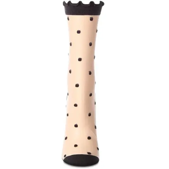 Memoi Women's Polka Dot Bow-Cuff Sheer Crew Sock image {1}
