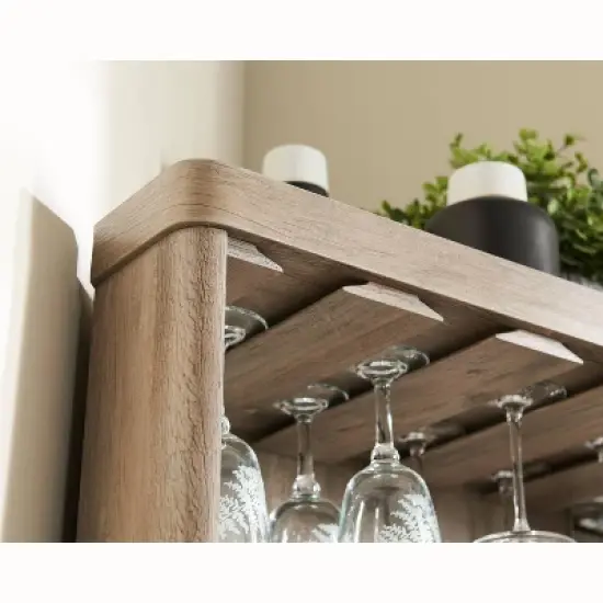 Home Source Grey Wash Corner Bar Cabinet with Mirrored Panels image {6}