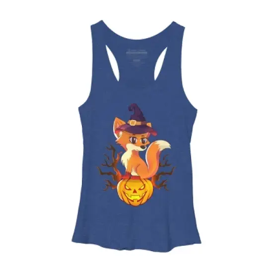 Women's Design By Humans Cute Witch Fox With Jack O Lantern Halloween Shirt By thebeardstudio Racerback Tank Top image {8}