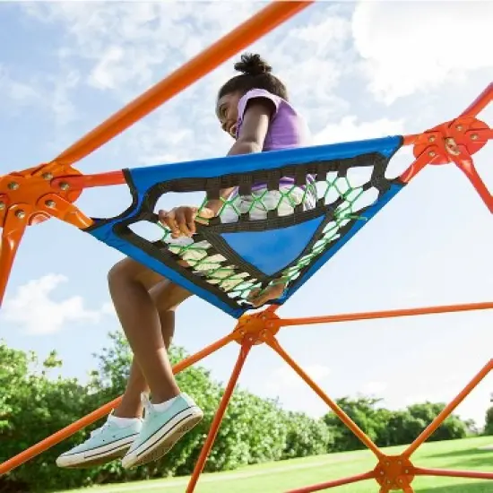 HearthSong 10' diam. x 5'H SunRise Geometric Climbing Dome with Star Hammock and Two Bungee Net Chairs image {3}