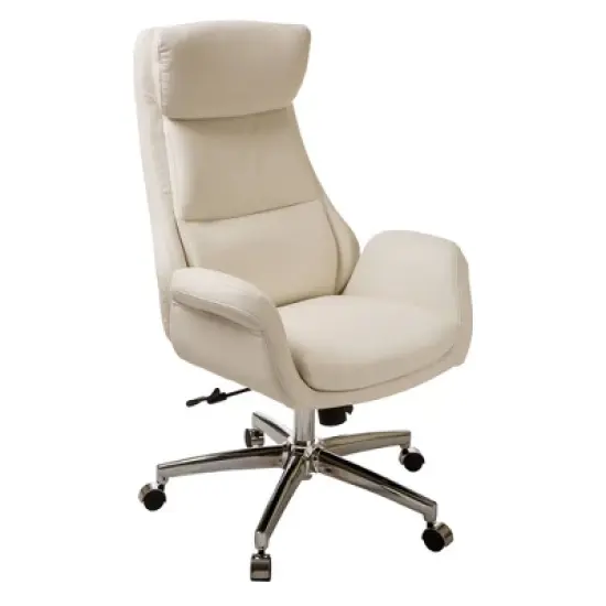 Mid Century Modern Bonded Leather Gaslift Adjustable Swivel Office Chair Cream - Glitzhome image {2}