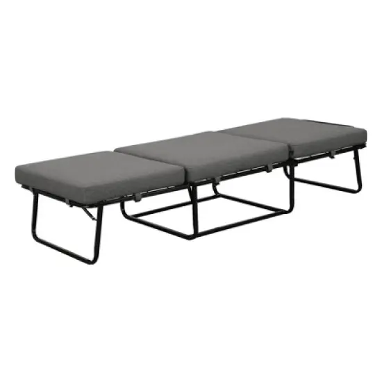 Designs4Comfort Folding Bed Ottoman Soft Gray Fabric - Breighton Home: Multi-Functional Sleeper, No Assembly Required image {6}