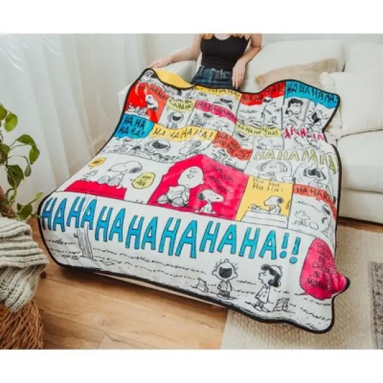 Silver Buffalo Peanuts "Ha Ha Ha" Comic Strip Panels Throw Blanket | 50 x 60 Inches image {8}