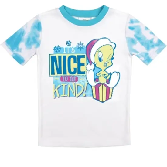 Looney Tunes Tweety It's Nice To Be Kind Youth Blue & White Wash Pattern Sleep Set image {1}