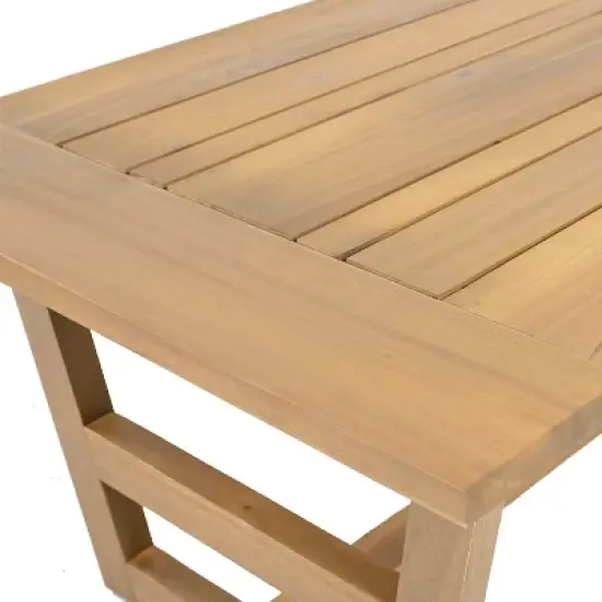 Christopher Knight Home Behram 4 Pieces Outdoor Acacia Wood Slat Design Seating Set, Beige image {6}