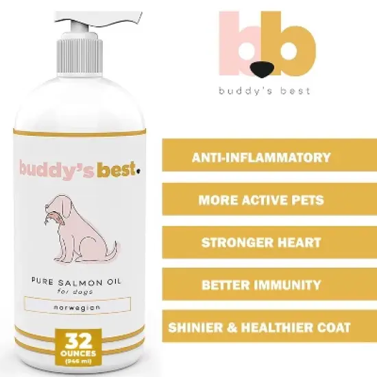 Buddy's Best Salmon Oil for Dogs & Cats - Pump Bottle, 100% Pure Norwegian Fish Oil, Virtually Odorless image {8}