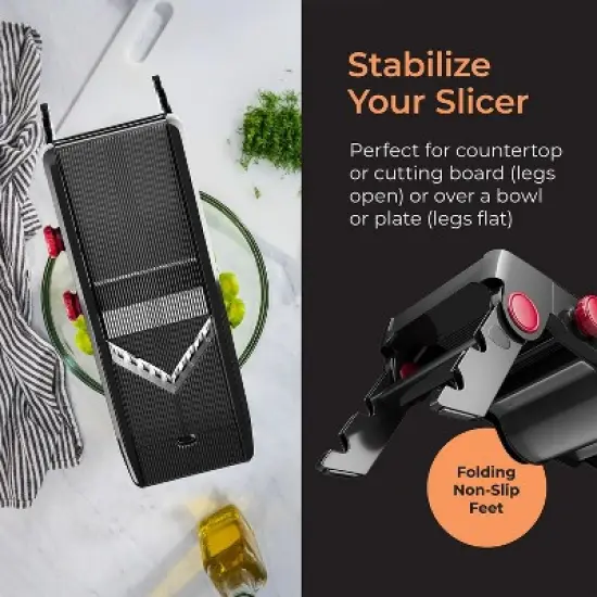 MuellerLiving Mandoline Slicer for Kitchen, Adjustable Vegetable Chopper, Fruit, Cheese Grater, Potato Chips Slicer - Black image {7}