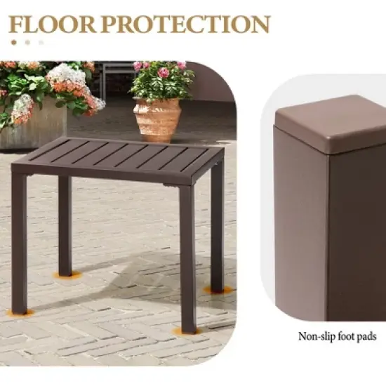 Crestlive Products Outdoor Side Table Aluminum Rectangular Side/End Table, Small Patio Coffee Bistro Table for Outdoor Indoor image {5}