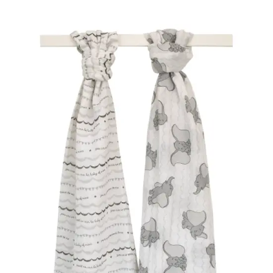 Disney Dumbo 100% Cotton Muslin Swaddles with Plush Rattle - 2pk image {5}