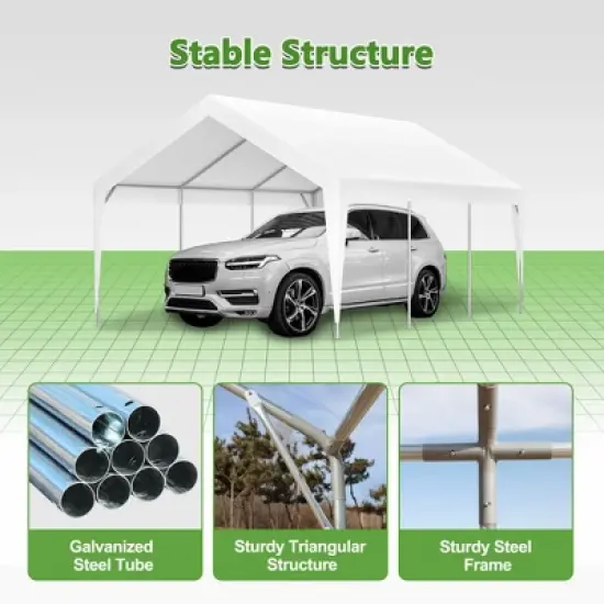 Gulches 13'x20' Heavy Duty Steel Carport Storage Canopy Garage Tent with Removable Sidewalls, Durable Outdoor Shelter image {7}