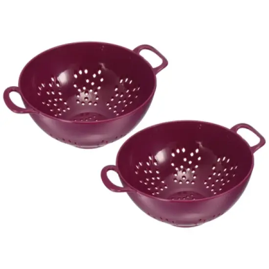 Unique Bargains Food Rice Washing Plastic Vegetable Basket Colander with Handle 2 Pcs image {6}
