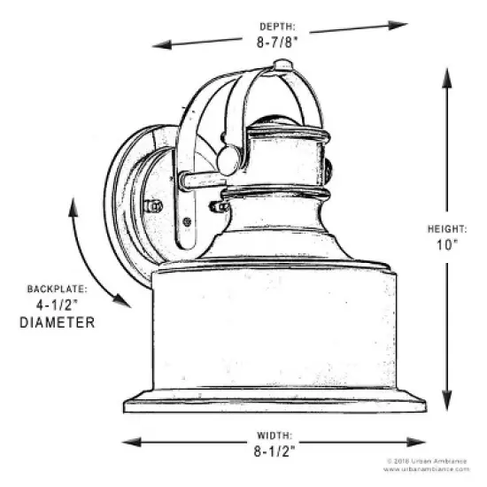 Urban Ambiance Luxury Luxe Industrial Outdoor Wall Light,  10"H x 8-1/2"W,  Olde Bronze Finish, UHP1040 image {5}