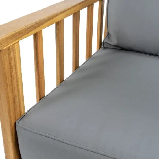 Everly 4-Piece Modern Cottage Acacia Wood Outdoor Patio Set with Cushions and Tropical Decorative Pillows - JONATHAN Y image {5}