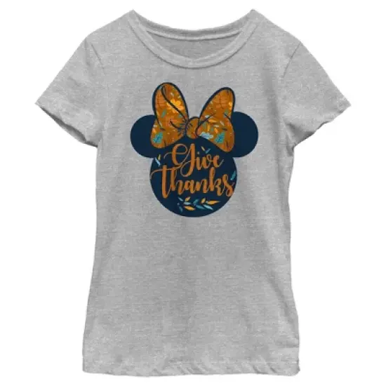 Girl's Minnie Mouse Give Thanks Fall Silhouette T-Shirt image {4}