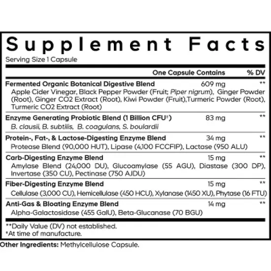 Codeage Fermented Digestive Enzymes, Probiotics, Prebiotics, Fermented Organic Botanicals - 30 ct image {3}