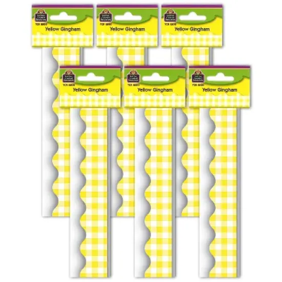 Teacher Created Resources&reg; Yellow Gingham Scalloped Border Trim, 35 Feet Per Pack, 6 Packs image {2}