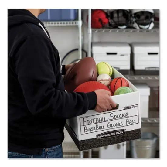 Bankers Box R-KIVE Heavy-Duty Storage Boxes, Letter/Legal Files, 12.75" x 16.5" x 10.38", White/Black, 12/Carton image {3}