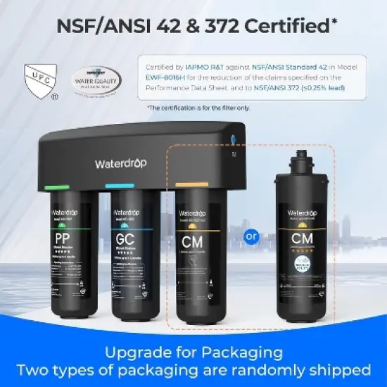 Waterdrop TSB-CM Under Sink Water Filter System Reduce Chloramine for CA, FL and Washington, D.C.,with Brushed Nickel Faucet image {4}